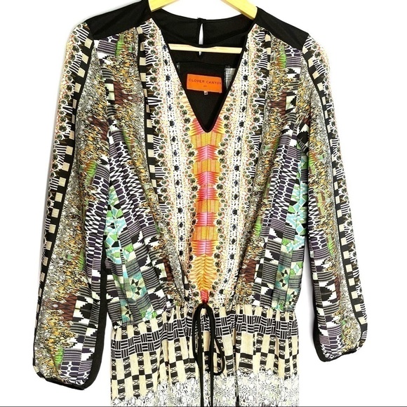 𝅺clover Canyon Multicolor Gem and Geometric Print Knee Length Dress US XS - Picture 3 of 7